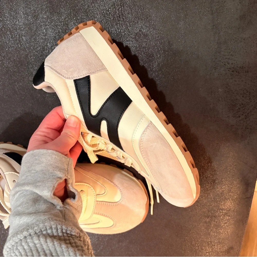Women's Cream and Black Sneakers - Picture 2 of 5